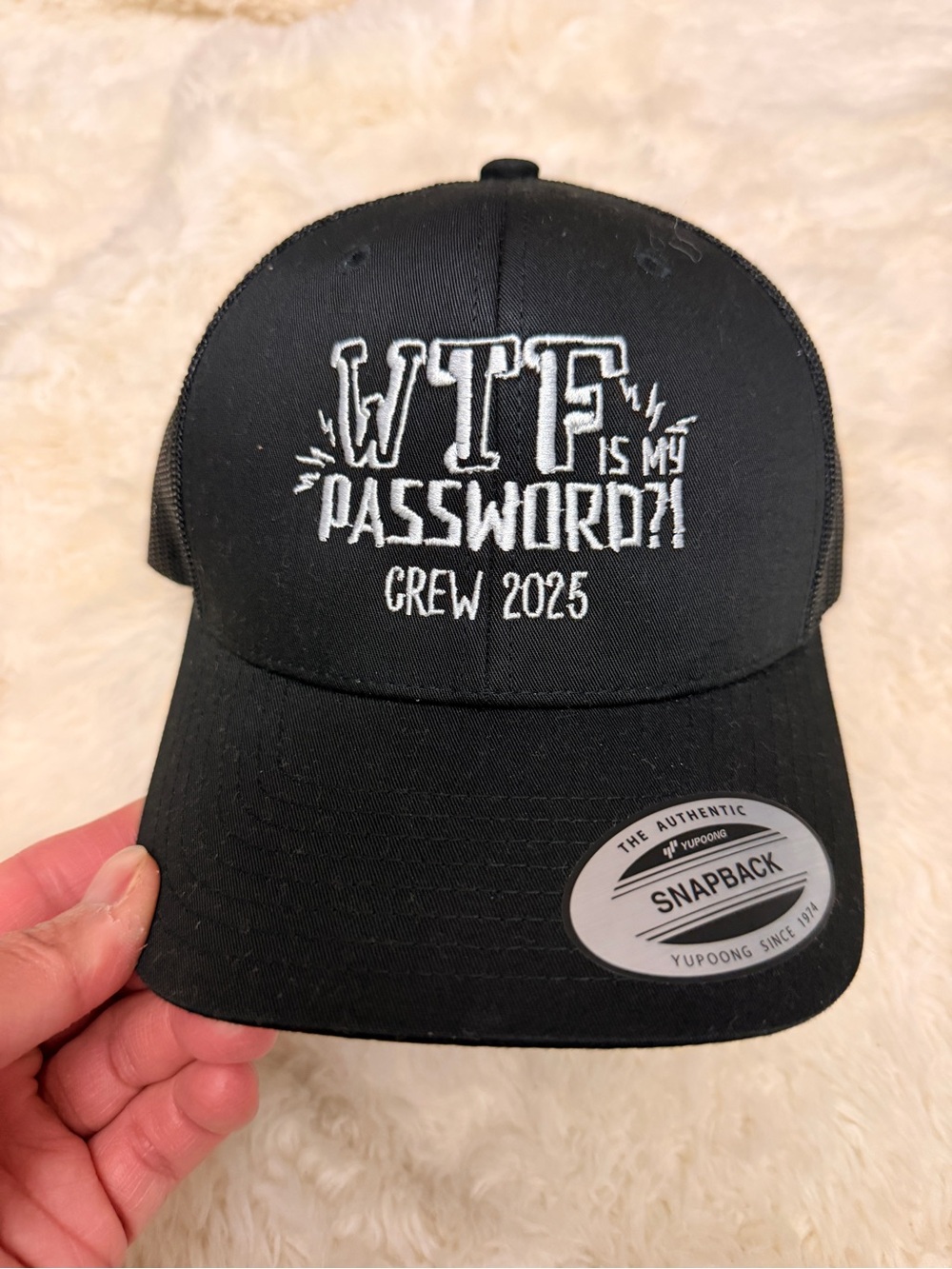 WTF Is My Password? Crew 2025 Black Snapback Hat